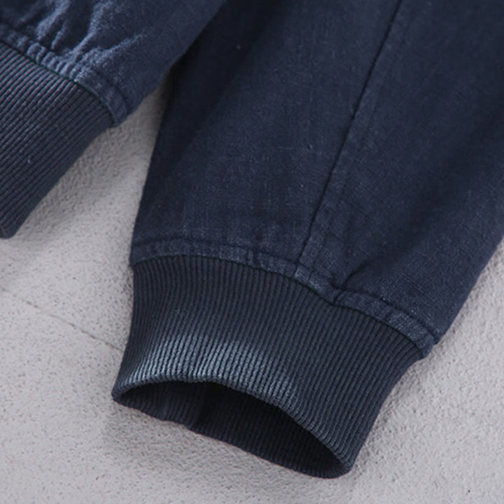 Buddha Stones Winter-Reißverschluss-Design, Stehkragen, Herren-Langarmjacke aus Baumwolle und Leinen mit Taschen - image 9