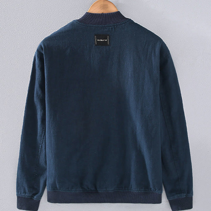 Buddha Stones Winter-Reißverschluss-Design, Stehkragen, Herren-Langarmjacke aus Baumwolle und Leinen mit Taschen - image 3