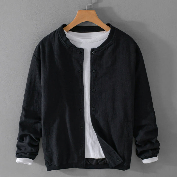Buddha Stones Herren-Langarmhemd aus Baumwolle und Leinen mit geripptem Saum und Taschen  - Schwarz - US/ UK/AU42，EU52 (3XL) - image 14
