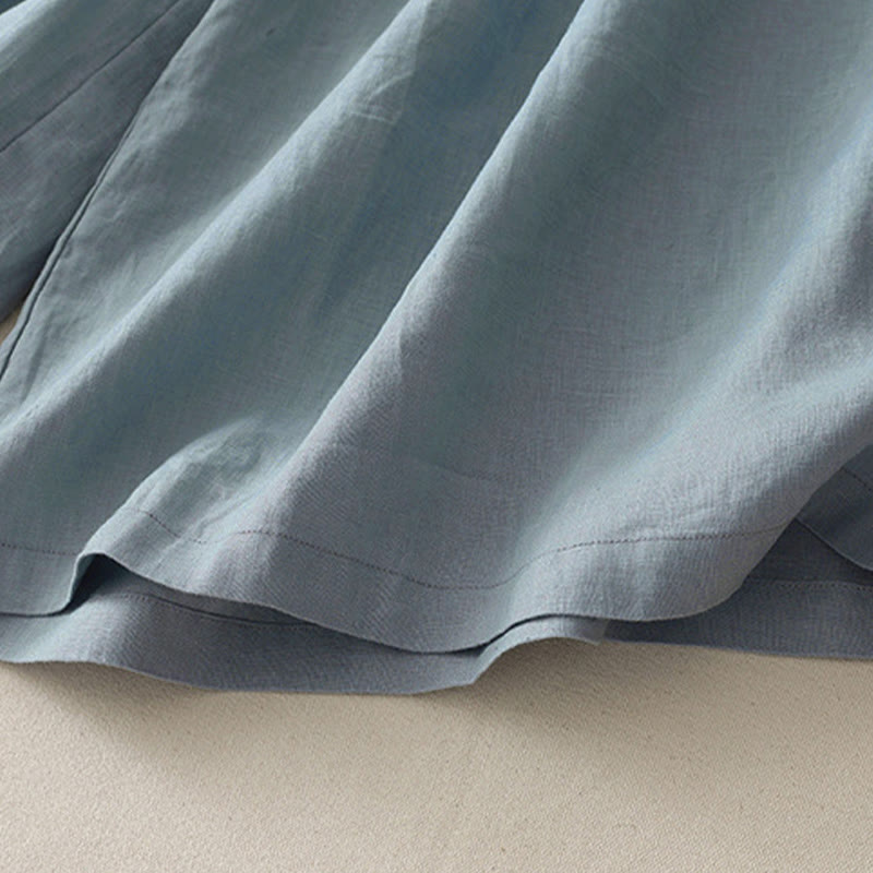 Buddha Stones Lässige, schlichte Tucker-Falten, elastische Damen-Polyesterhose mit weitem Bein und Taschen - image 19