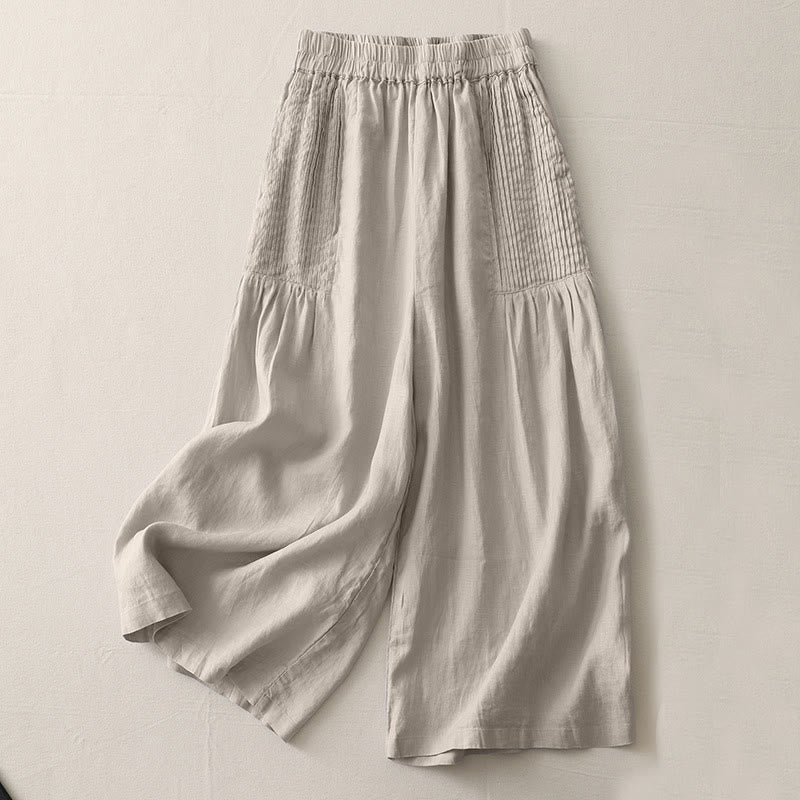 Buddha Stones Lässige, schlichte Tucker-Falten, elastische Damen-Polyesterhose mit weitem Bein und Taschen - Bräunen - US8-10， UK/AU12-14，EU40-42 (2XL) - image 13
