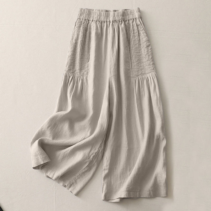 Buddha Stones Lässige, schlichte Tucker-Falten, elastische Damen-Polyesterhose mit weitem Bein und Taschen - Bräunen - US8-10， UK/AU12-14，EU40-42 (2XL) - image 13