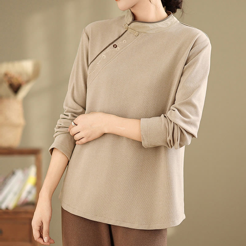 Buddha Stones Froschknopf Baumwolle Damen Langarmshirt - image 9