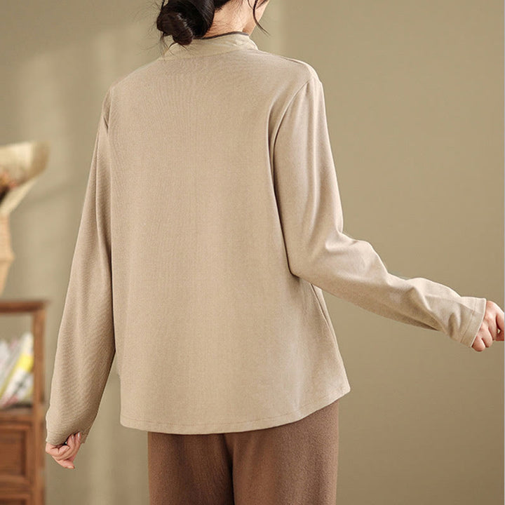 Buddha Stones Froschknopf Baumwolle Damen Langarmshirt - image 8
