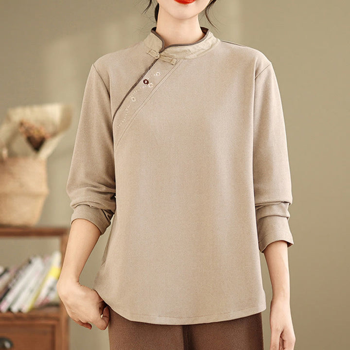 Buddha Stones Froschknopf Baumwolle Damen Langarmshirt - image 11