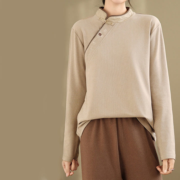 Buddha Stones Froschknopf Baumwolle Damen Langarmshirt - image 7