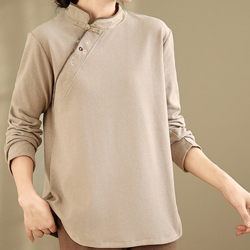 Buddha Stones Froschknopf Baumwolle Damen Langarmshirt - Pfirsichpuff - US8-10， UK/AU12-14，EU40-42 (2XL) - image 6