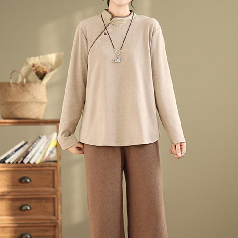 Buddha Stones Froschknopf Baumwolle Damen Langarmshirt - image 10