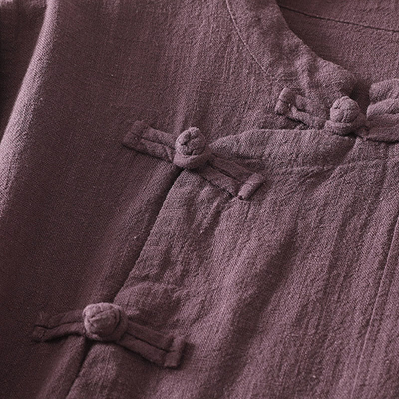 Buddha Stones Casual Plain Frog-Buttons Damen Langarmhemd - image 4