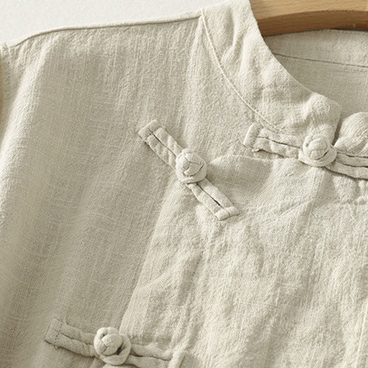 Buddha Stones Casual Plain Frog-Buttons Damen Langarmhemd - image 8