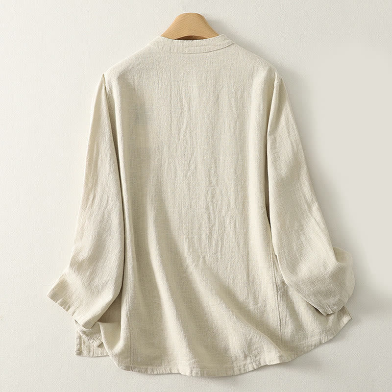 Buddha Stones Casual Plain Frog-Buttons Damen Langarmhemd - image 7
