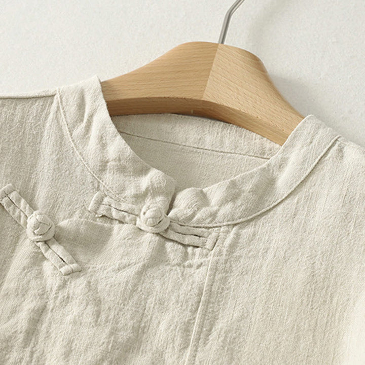Buddha Stones Casual Plain Frog-Buttons Damen Langarmhemd - image 11