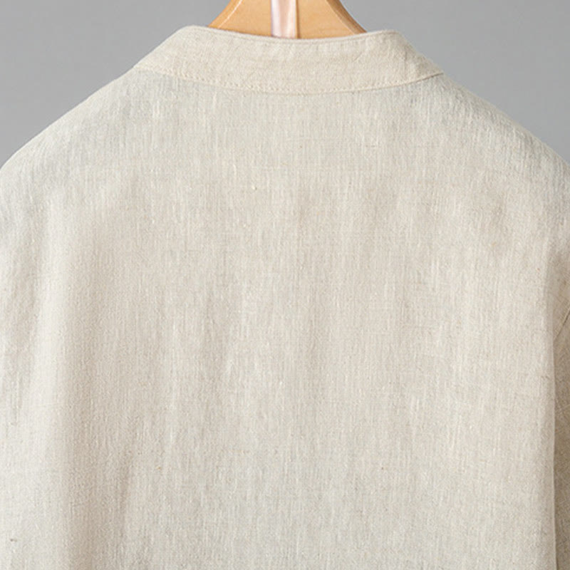 Buddha Stones Stickerei Blume Langarm Froschknöpfe Baumwolle Damen Shirt - image 2