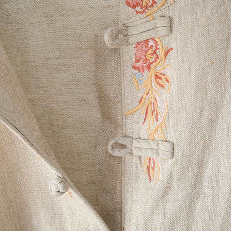 Buddha Stones Stickerei Blume Langarm Froschknöpfe Baumwolle Damen Shirt - image 7