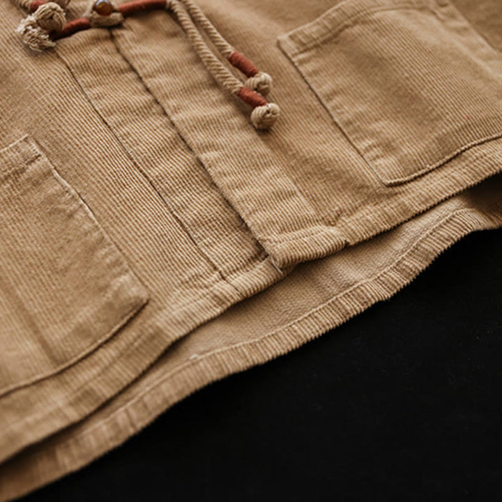 Buddha Stones Damen-Cordjacke aus Baumwolle mit langen Ärmeln und Taschen - image 4