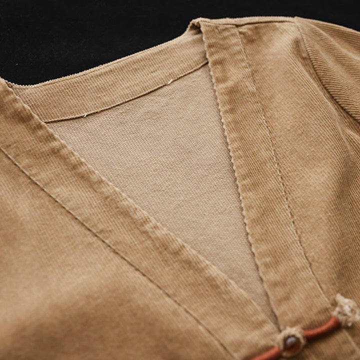 Buddha Stones Damen-Cordjacke aus Baumwolle mit langen Ärmeln und Taschen - image 6