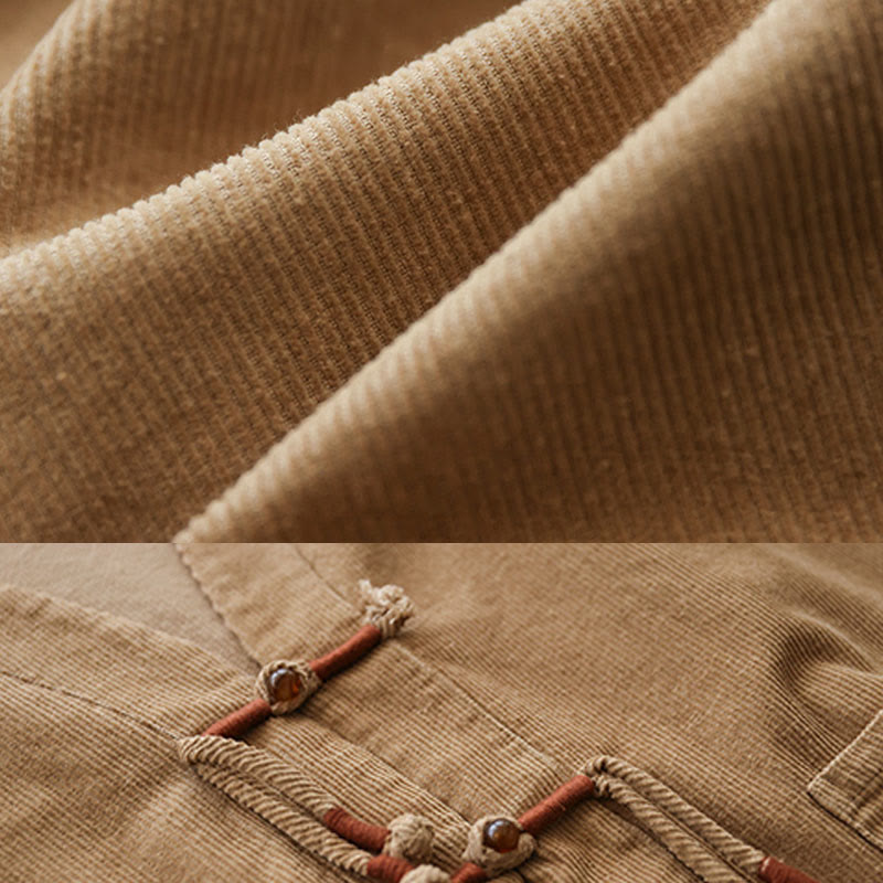 Buddha Stones Damen-Cordjacke aus Baumwolle mit langen Ärmeln und Taschen - image 8