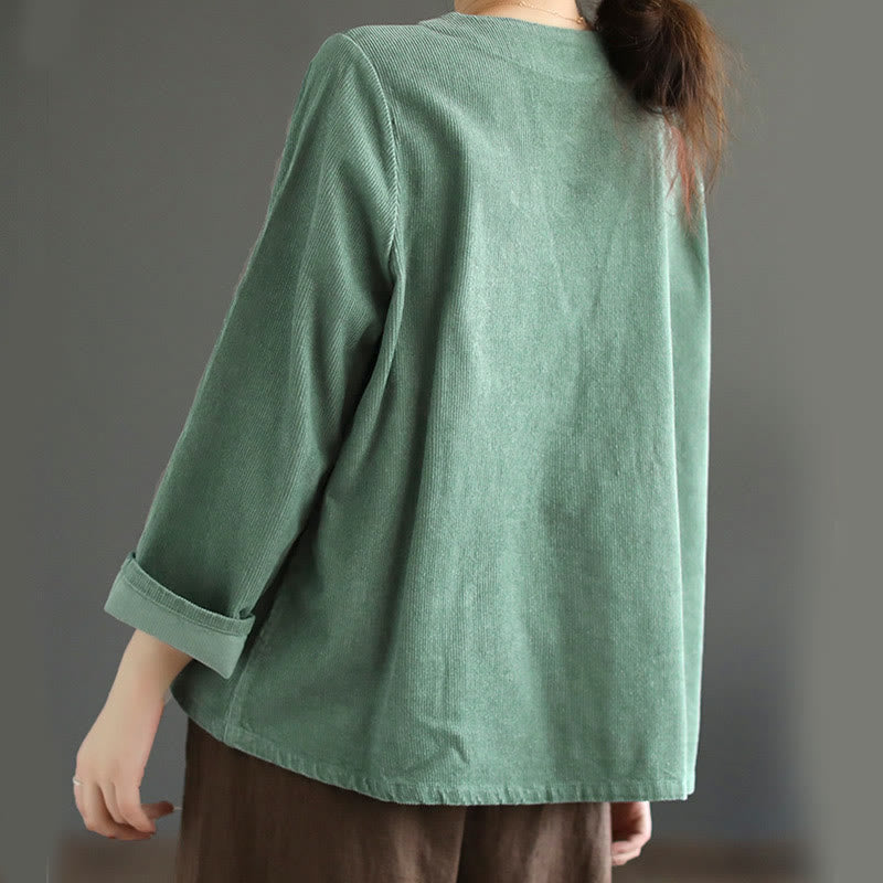 Buddha Stones Damen-Cordjacke aus Baumwolle mit langen Ärmeln und Taschen - image 11