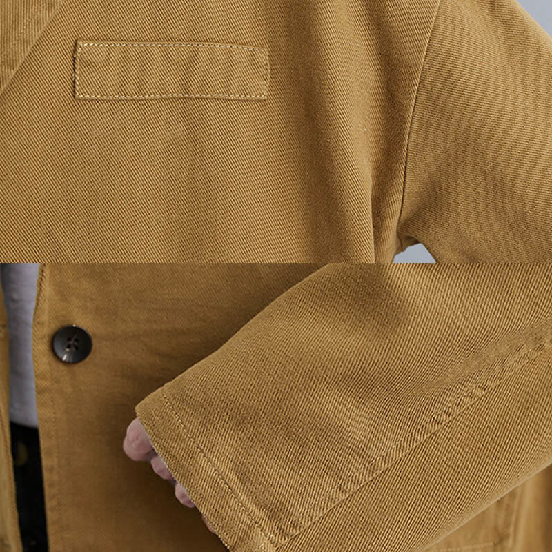 Buddha Stones Damen-Blazerjacke aus Baumwolle mit langen Ärmeln und Taschen, einfarbig - image 8