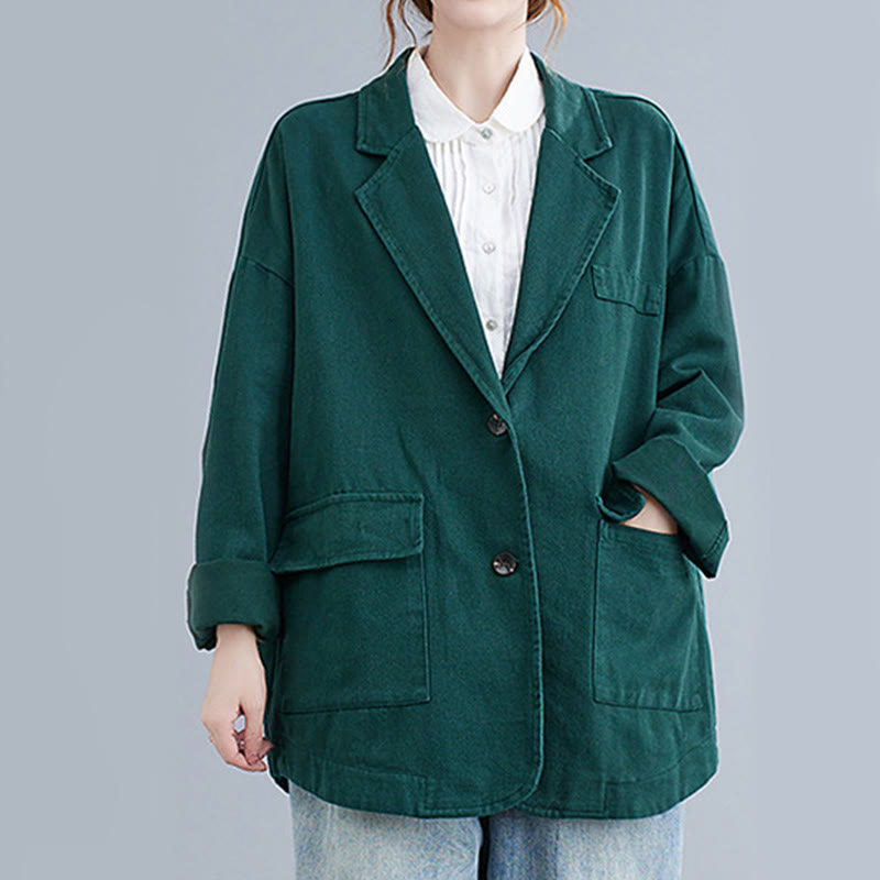 Buddha Stones Damen-Blazerjacke aus Baumwolle mit langen Ärmeln und Taschen, einfarbig - Blaugrün - US14， UK/AU18，EU46 (2XL) - image 15