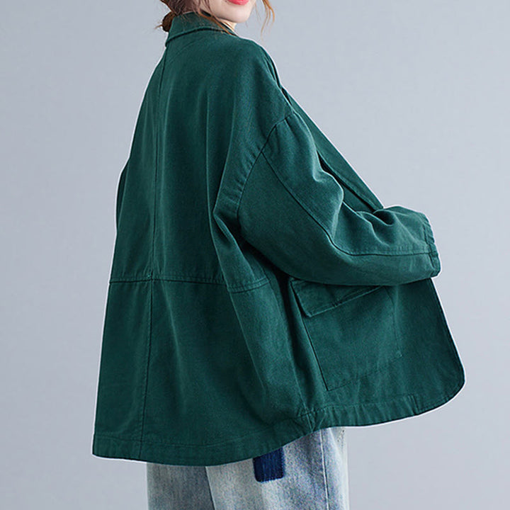 Buddha Stones Damen-Blazerjacke aus Baumwolle mit langen Ärmeln und Taschen, einfarbig - image 20