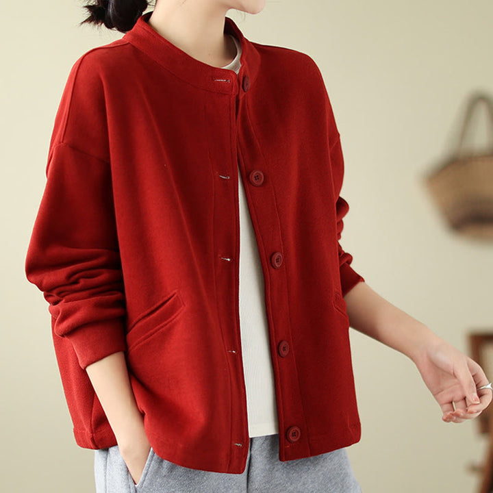 Buddha Stones Damen-Langarmjacke mit Taschen, einfarbig - Feuerfestziegel - US14, UK/AU18, EU46 (2XL) - image 5