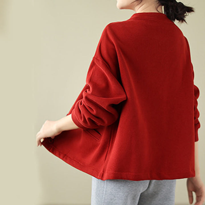 Buddha Stones Damen-Langarmjacke mit Taschen, einfarbig - image 7