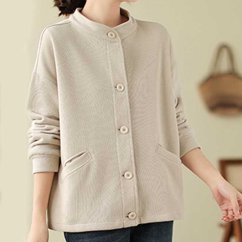 Buddha Stones Damen-Langarmjacke mit Taschen, einfarbig - image 15