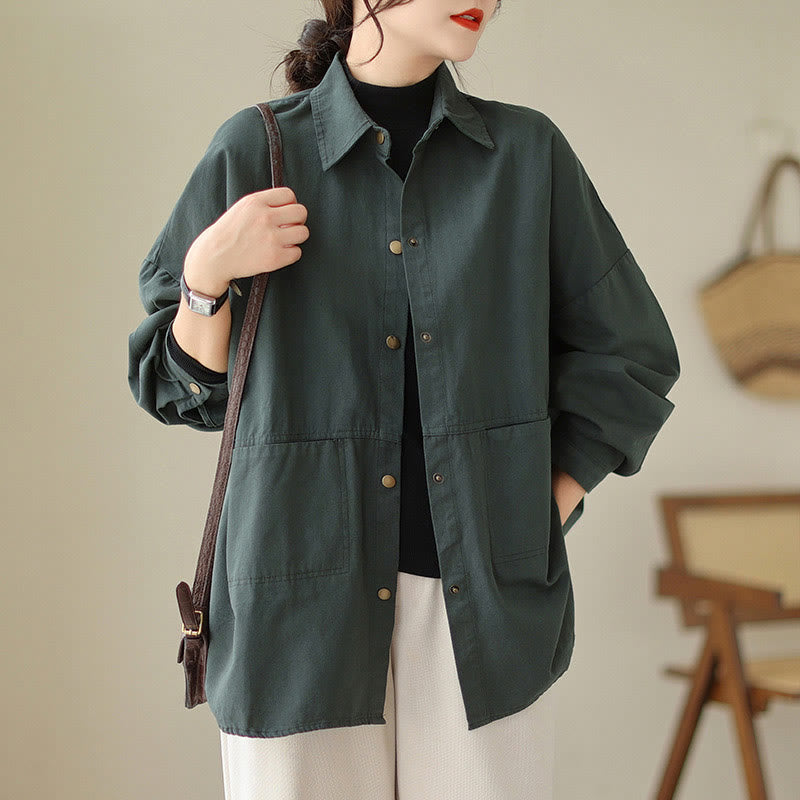 Buddha Stones Lässige, einfarbige Damen-Langarmjacke mit Taschen - Dunkelgrau - US14, UK/AU18, EU46 (2XL) - image 0