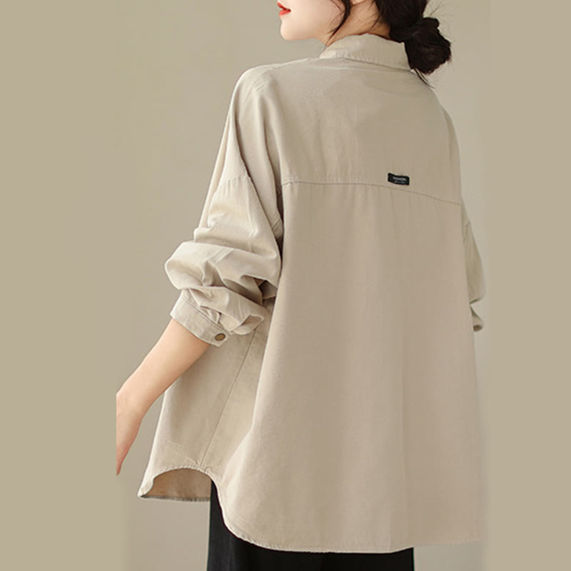 Buddha Stones Lässige, einfarbige Damen-Langarmjacke mit Taschen - image 14