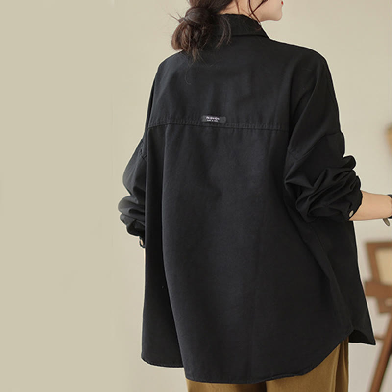 Buddha Stones Lässige, einfarbige Damen-Langarmjacke mit Taschen - image 17