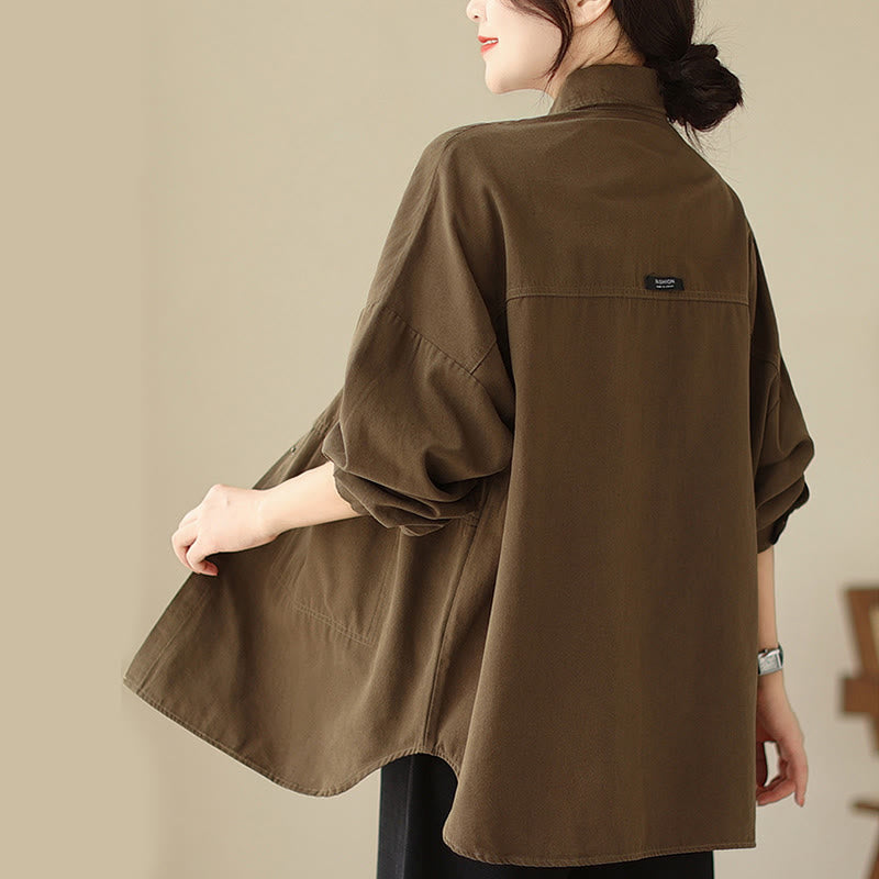 Buddha Stones Lässige, einfarbige Damen-Langarmjacke mit Taschen - image 22