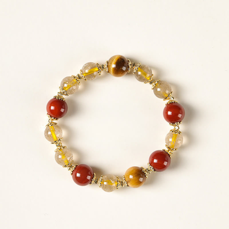 Buddha Stones Armband mit natürlichen goldenen Rutilquarz-Tigeraugen-Perlen für Reichtum - image 8