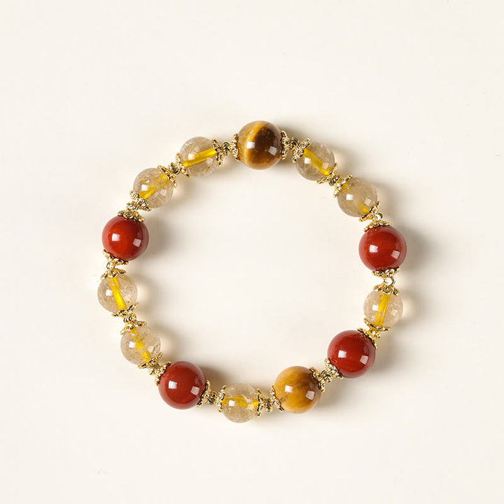 Buddha Stones Armband mit natürlichen goldenen Rutilquarz-Tigeraugen-Perlen für Reichtum - image 8