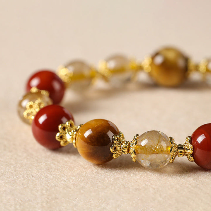 Buddha Stones Armband mit natürlichen goldenen Rutilquarz-Tigeraugen-Perlen für Reichtum - image 10