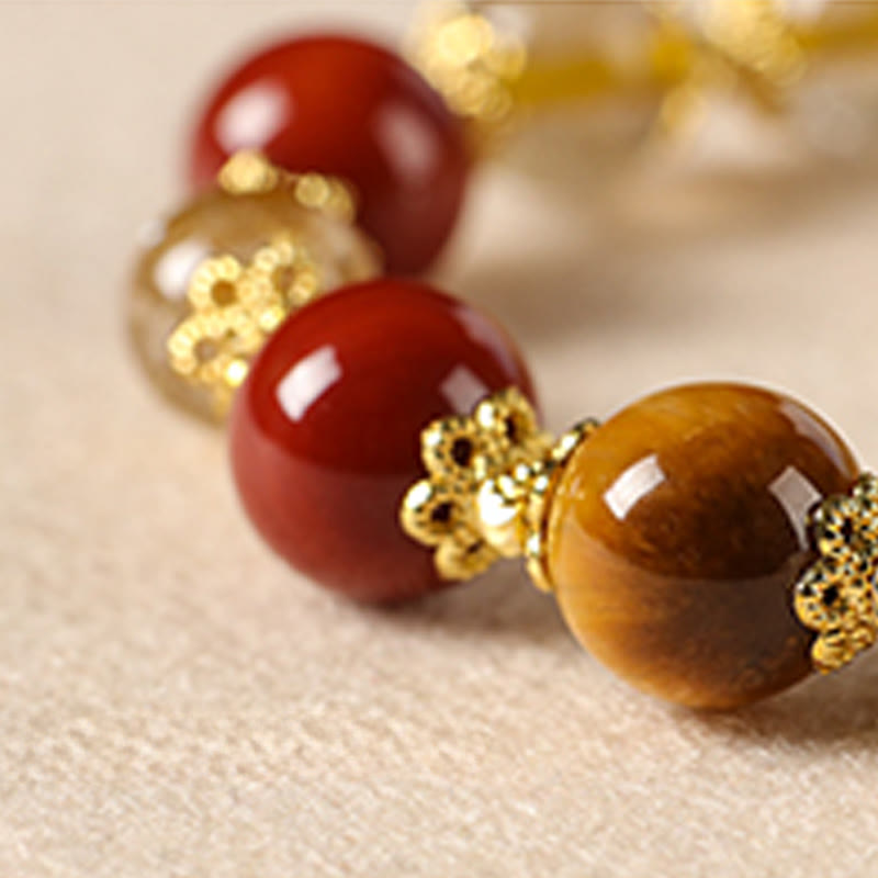 Buddha Stones Armband mit natürlichen goldenen Rutilquarz-Tigeraugen-Perlen für Reichtum - image 12