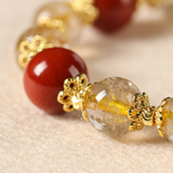 Buddha Stones Armband mit natürlichen goldenen Rutilquarz-Tigeraugen-Perlen für Reichtum - image 13