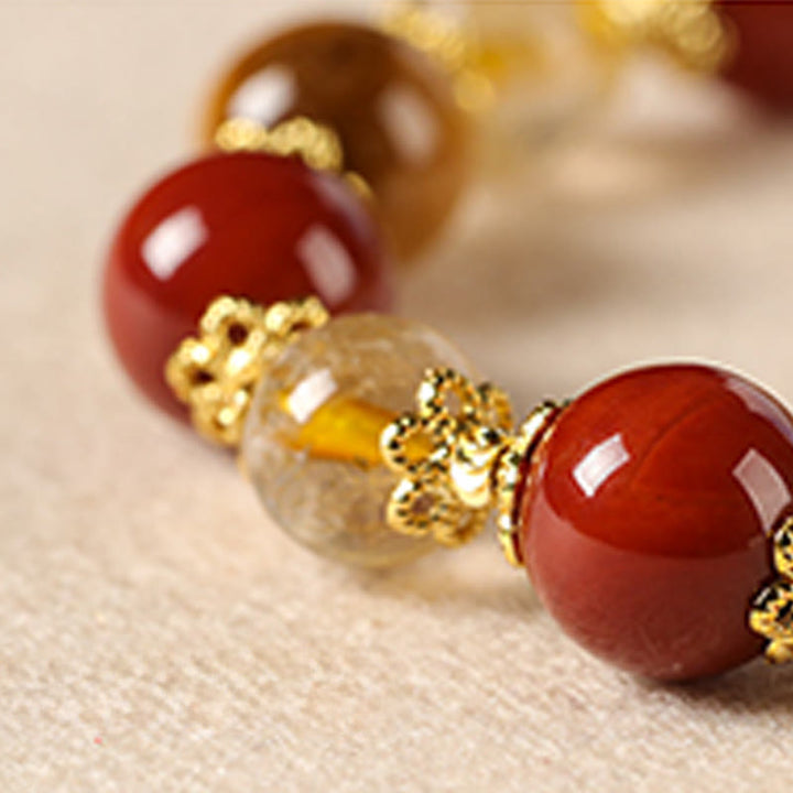 Buddha Stones Armband mit natürlichen goldenen Rutilquarz-Tigeraugen-Perlen für Reichtum - image 11
