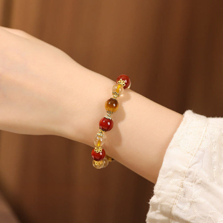 Buddha Stones Armband mit natürlichen goldenen Rutilquarz-Tigeraugen-Perlen für Reichtum - image 9
