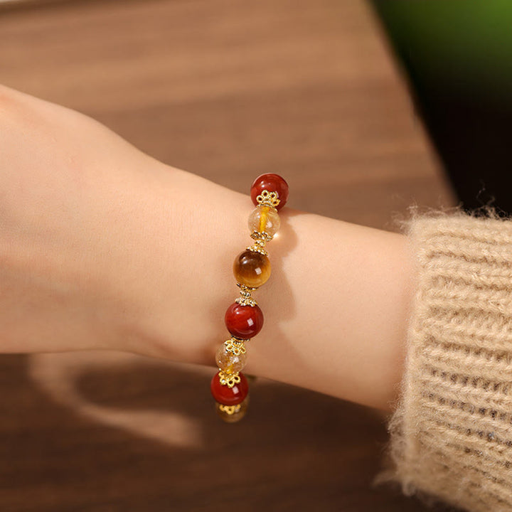 Buddha Stones Armband mit natürlichen goldenen Rutilquarz-Tigeraugen-Perlen für Reichtum - image 4