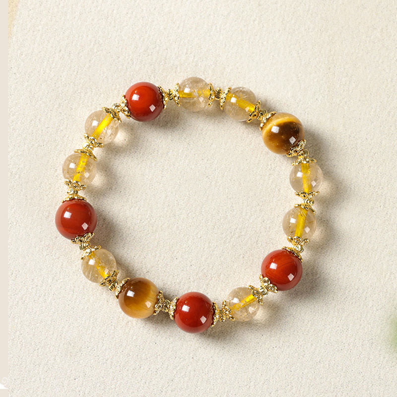 Buddha Stones Armband mit natürlichen goldenen Rutilquarz-Tigeraugen-Perlen für Reichtum - image 6