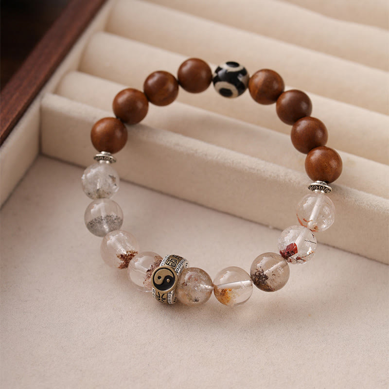 Buddha Stones Lightning Struck Wood Red Phantom Yin Yang Schutzarmband - image 1