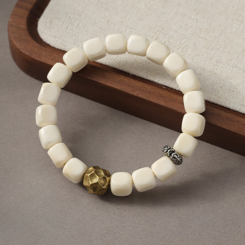 Buddha Stones Bodhi Seed Gehämmertes Kupfer Messing Ruhe Armband - image 1