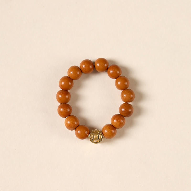 Buddha Stones Olivenkernperle Kupfermünze Inner Strength Ring - Kupfermünze - 4 mm - image 1