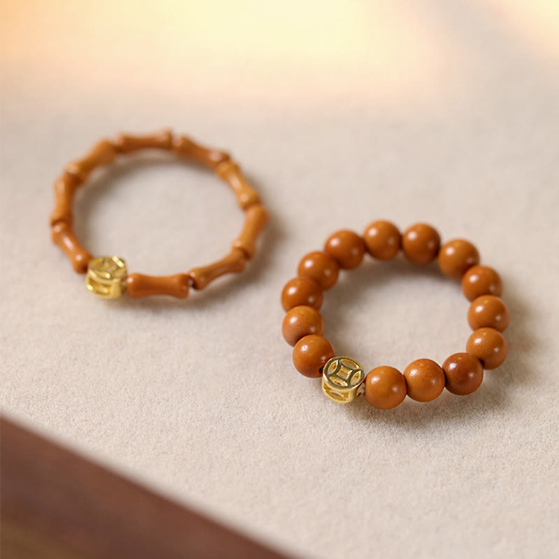 Buddha Stones Olivenkernperle Kupfermünze Inner Strength Ring - image 0