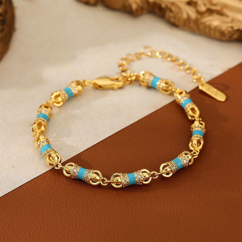 Buddha Stones ​​Kupfer Messing plattiert 24 Karat Gold Vajra Reichtum Glück Armband - image 4