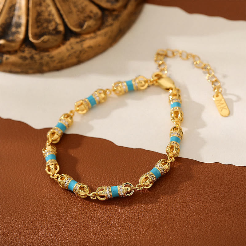 Buddha Stones ​​Kupfer Messing plattiert 24 Karat Gold Vajra Reichtum Glück Armband - image 5