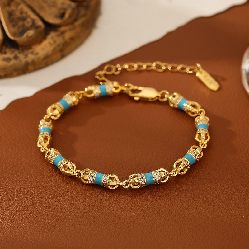 Buddha Stones ​​Kupfer Messing plattiert 24 Karat Gold Vajra Reichtum Glück Armband - Kupfermessing, 24 Karat vergoldet (Handgelenkumfang: 20–25 cm) - image 0