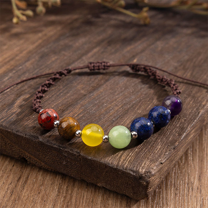 Buddha Stones Natürliche Verschiedene Kristalle Tigerauge Amethyst Mut Seil Armband - image 2