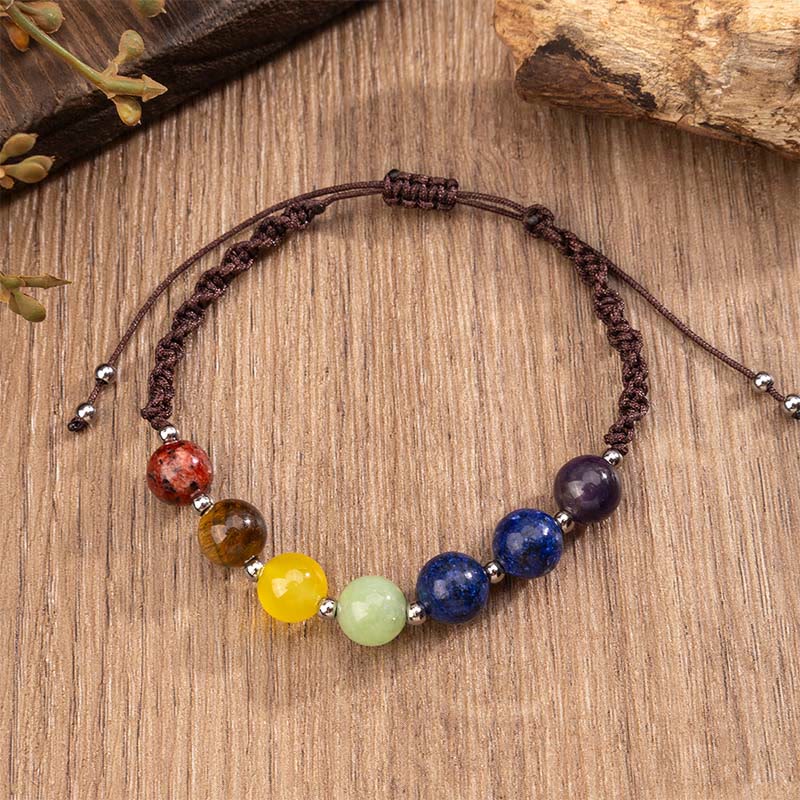 Buddha Stones Natürliche Verschiedene Kristalle Tigerauge Amethyst Mut Seil Armband - image 3